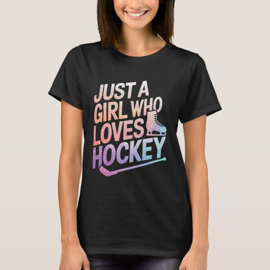アイスホッケー ただアイスホッケーが好きな女の子 Tシャツ (正面)