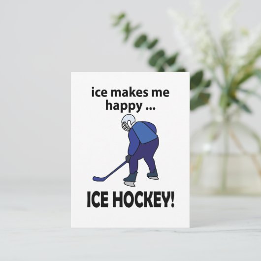 アイスホッケー アイスが私を幸せにする アイスホッケー ポストカード (スタンド正面)