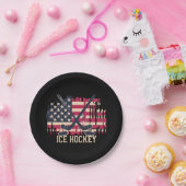 アイスホッケー – アメリカ国旗 ペーパープレート (パーティー)