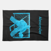 アイスホッケー·スケート·タオル·ゴーリー·ターコイズ キッチンタオル (横)