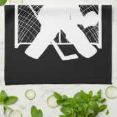 アイスホッケー·スケート·タオル·ゴーリー·白黒 キッチンタオル (折り畳み)