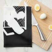 アイスホッケー·スケート·タオル·ゴーリー·白黒 キッチンタオル (四つ折り)