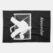アイスホッケー·スケート·タオル·ゴーリー·白黒 キッチンタオル (横)