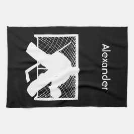 アイスホッケー·スケート·タオル·ゴーリー·白黒 キッチンタオル