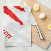 アイスホッケー·スケート·タオル·プレーヤーレッド キッチンタオル (四つ折り)