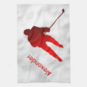 アイスホッケー·スケート·タオル·プレーヤーレッド キッチンタオル (縦)