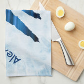 アイスホッケー·スケート·タオル·プレーヤー·ブルー キッチンタオル (四つ折り)