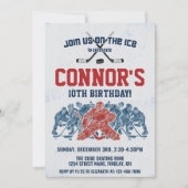 アイスホッケー スケート リンク 誕生日パーティー、どんな年齢でも 招待状 (正面)