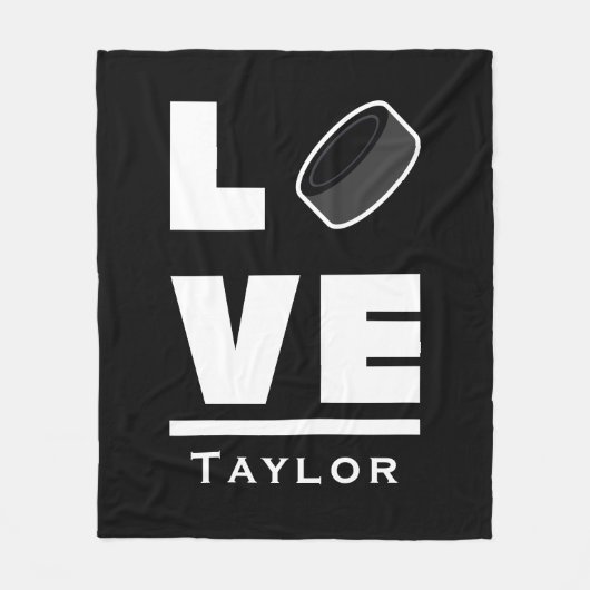 アイスホッケー スポーツ ファン カスタム ネーム 愛と生活 フリースブランケット (正面)