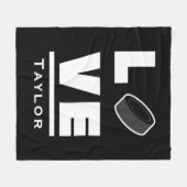 アイスホッケー スポーツ ファン カスタム ネーム 愛と生活 フリースブランケット (正面(横))