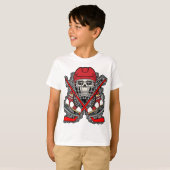 アイスホッケー ドクロ ジョリーロジャー 海賊旗 Tシャツ (正面フル)