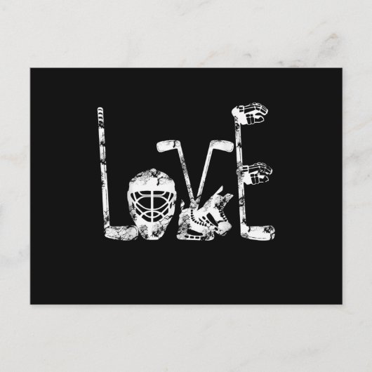 アイスホッケー バレンタインデー ラブ かわいいギフト 男の子 女の子 インビテーションポストカード (正面)
