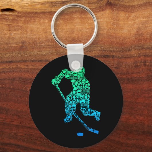 アイスホッケー プレーヤー ユース メンズ キッズ ボーイ キーホルダー (正面)