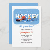 アイスホッケー 誕生日招待状 招待状 (正面/裏面)