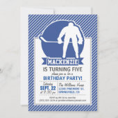 アイスホッケー、青と白のストライプ、スポーツ 招待状 (正面)