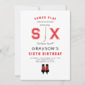 アイスホッケー 6歳の誕生日パーティー招待状 招待状 (正面)