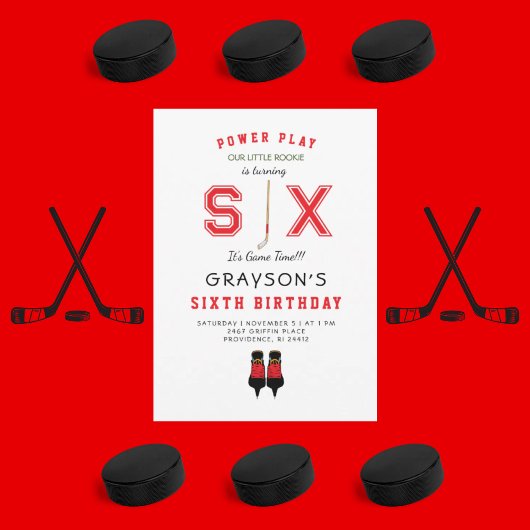 アイスホッケー 6歳の誕生日パーティー招待状 招待状