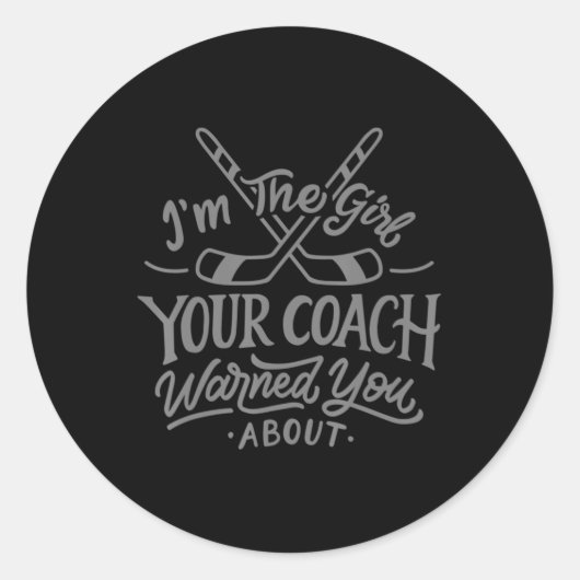 アイスホッケーTの女警告の子よりコーチ ラウンドシール (正面)