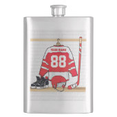 アイスホッパーソナライズされたク赤と白キージャージー フラスク (正面)