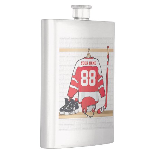 アイスホッパーソナライズされたク赤と白キージャージー フラスク (右)