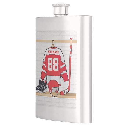アイスホッパーソナライズされたク赤と白キージャージー フラスク (左)