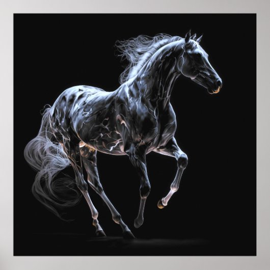 アイスホース、抽象芸術カラー、アートプリント壁 ポスター (正面)