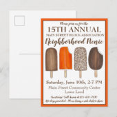 アイスポップのお誕生日会ピクニック アイスソーシャル インビテーションポストカード (正面/裏面)