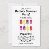 アイスポップの楽しいカラフルなアウトドアサマーParty 招待状 (正面)