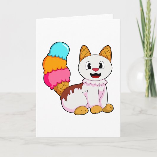 アイスポップを持つ猫 カード (正面)