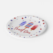 アイスポップスウィートワン赤白青1st誕生日 ペーパープレート (アングル)