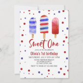 アイスポップスウィートワン赤白青1st誕生日 招待状 (正面)