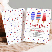 アイスポップスウィートワン赤白青1st誕生日 招待状