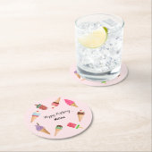 アイスポップパーティー ピンクの紙コースター ラウンドペーパーコースター (インサイチュ)