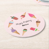 アイスポップパーティー ピンクの紙コースター ラウンドペーパーコースター (アングル)