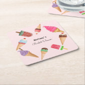 アイスポップピンクペーパーコースター スクエアペーパーコースター (アングル)