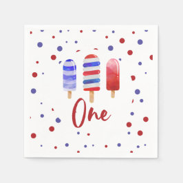 アイスポップワン赤白青1st誕生日 スタンダードカクテルナプキン