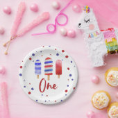 アイスポップワン赤白青1st誕生日 ペーパープレート (パーティー)