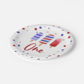 アイスポップワン赤白青1st誕生日 ペーパープレート (アングル)
