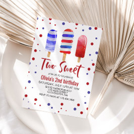 アイスポップ2つの甘い赤白青2nd誕生日 招待状