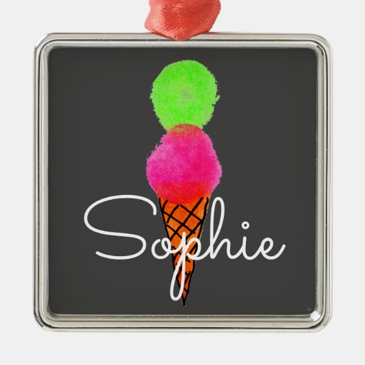アイスポップ・アートのクリームアート個人名ギフト メタルオーナメント (正面)