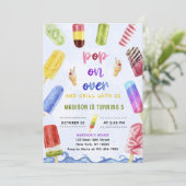 アイスポップ・アートのクリームバースデーパーティーのポプシクル 招待状 (スタンド正面)