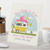 アイスポップ・アートのトラックポップ・アートのキャンパーピンク赤ちゃんシャワー準備 台座サイン (インサイチュ)