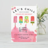 アイスポップ・アートのレッツチルサマー誕生日招待状 招待状 (スタンド正面)