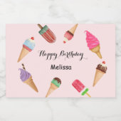 アイスポップ バースデー ピンク パーティー スパークリングワインラベル (シングルラベル)