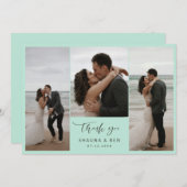 アイスミント裏返し3枚の写真の結婚ありがとう サンキューカード (正面/裏面)