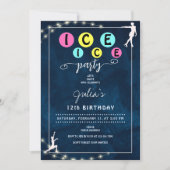 アイスモダンはっきりしたスケートで滑る女10代のの子バースデーパーティー 招待状 (正面)