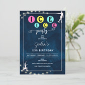 アイスモダンはっきりしたスケートで滑る女10代のの子バースデーパーティー 招待状 (スタンド正面)