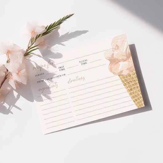 アイスモダンクリームサマーブライダルシャワーレシピカード ノートカード