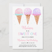 アイスモダンクリームスウィートワン誕生日 招待状 (正面)