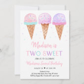 アイスモダンクリームツスウィート誕生日 招待状 (正面)